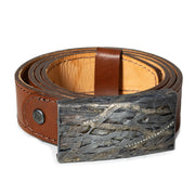 Todd Reed belt in Sterling silver with patina, silver brilliant cut diamonds (~1.05ct), and 22k yellow gold
